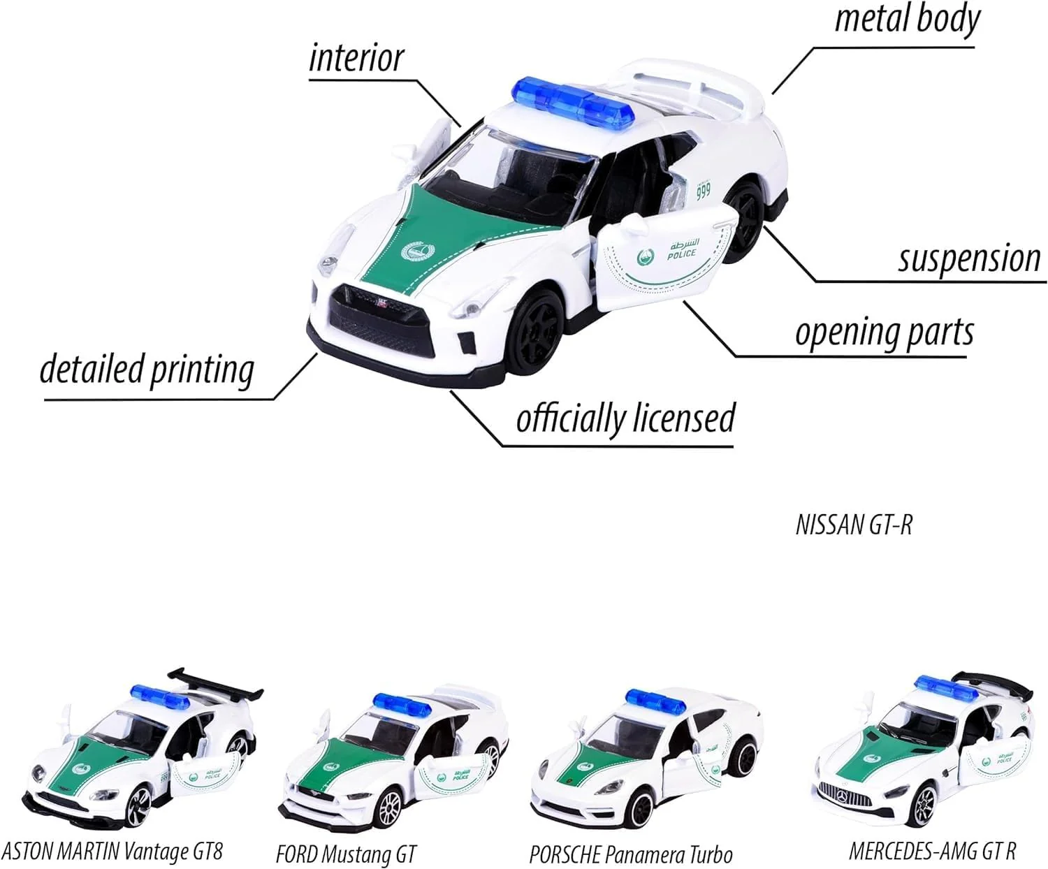 Majorette Dubai Police Die-Cast Car Gift Pack – 5-Piece Supercar Set | Special Edition V1 | 1:64 Scale - Image 4