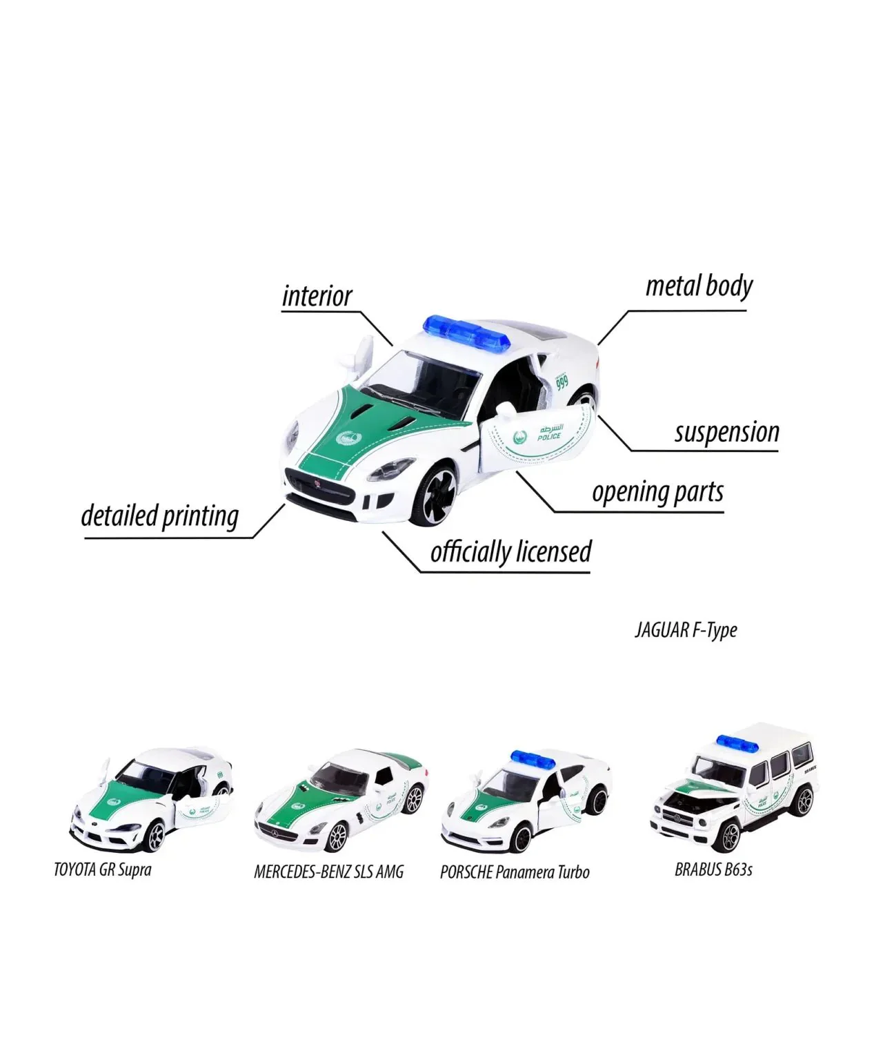 Majorette Dubai Police Die-Cast Car Set – 5-Piece 1:64 Scale Collector's Pack | Model 212053164B47 - Image 4