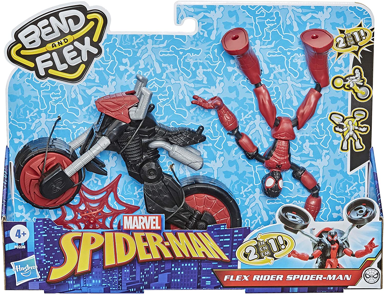 Marvel Bend and Flex Flex Rider Spider-Man and 2-In-1 Motorcycle F0236