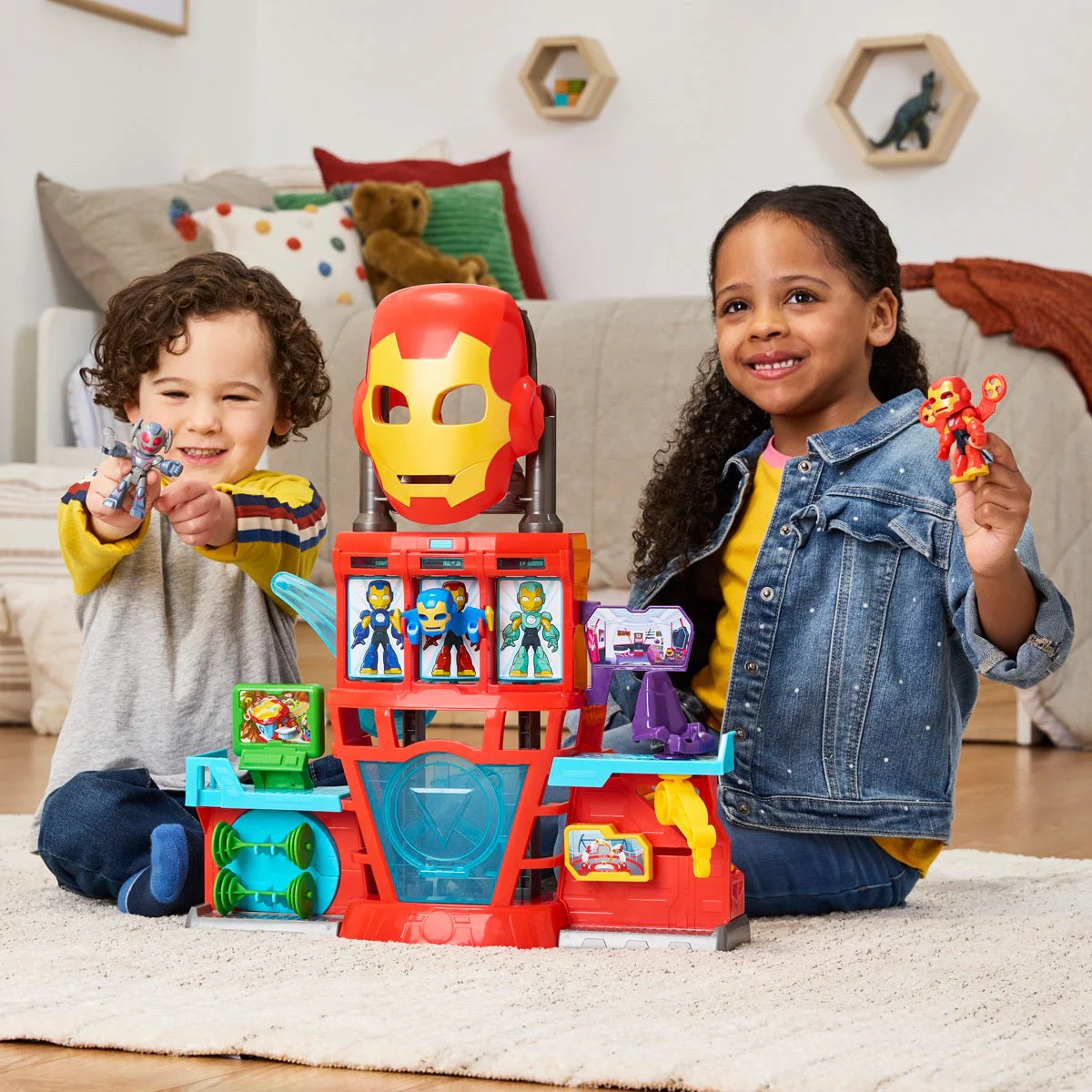 Marvel Iron Man & His Awesome Friends Iron Quarters 3-Inch Playset G1259 - Image 4
