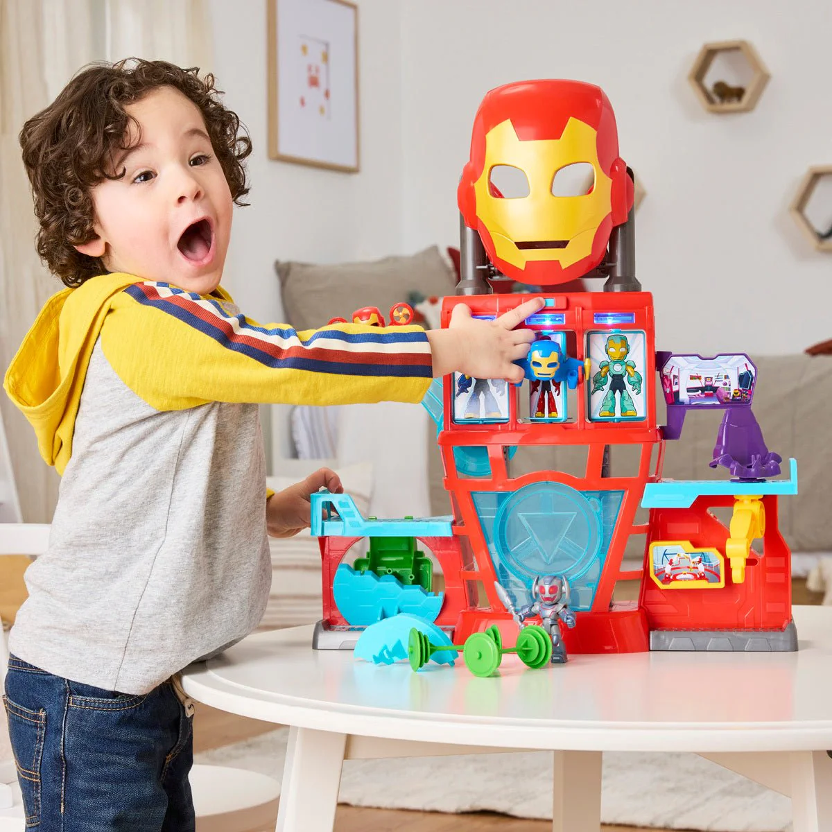 Marvel Iron Man & His Awesome Friends Iron Quarters 3-Inch Playset G1259 - Image 7