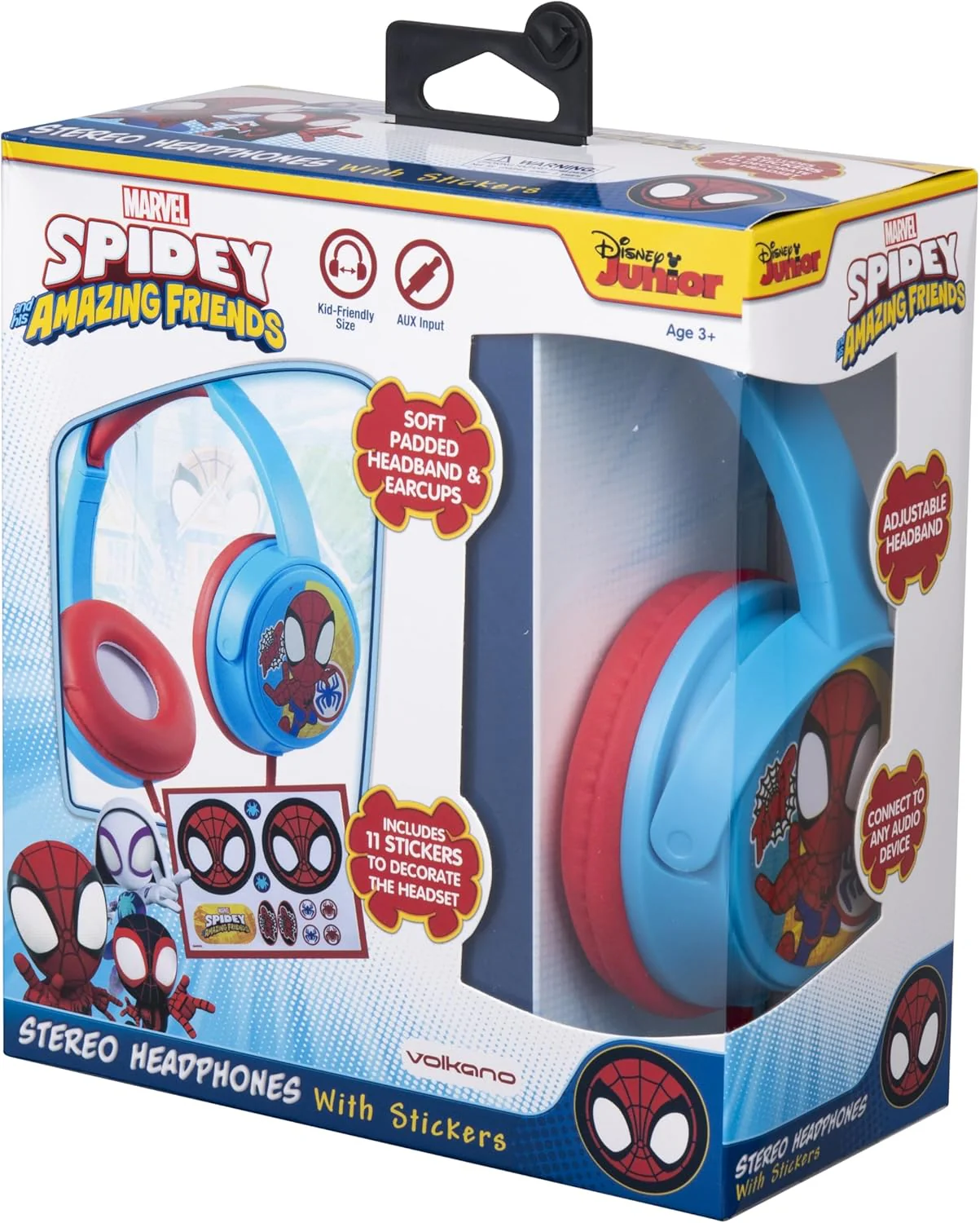 Marvel Spider-Man Aux Headphones With Stickers MV-6513-SAF