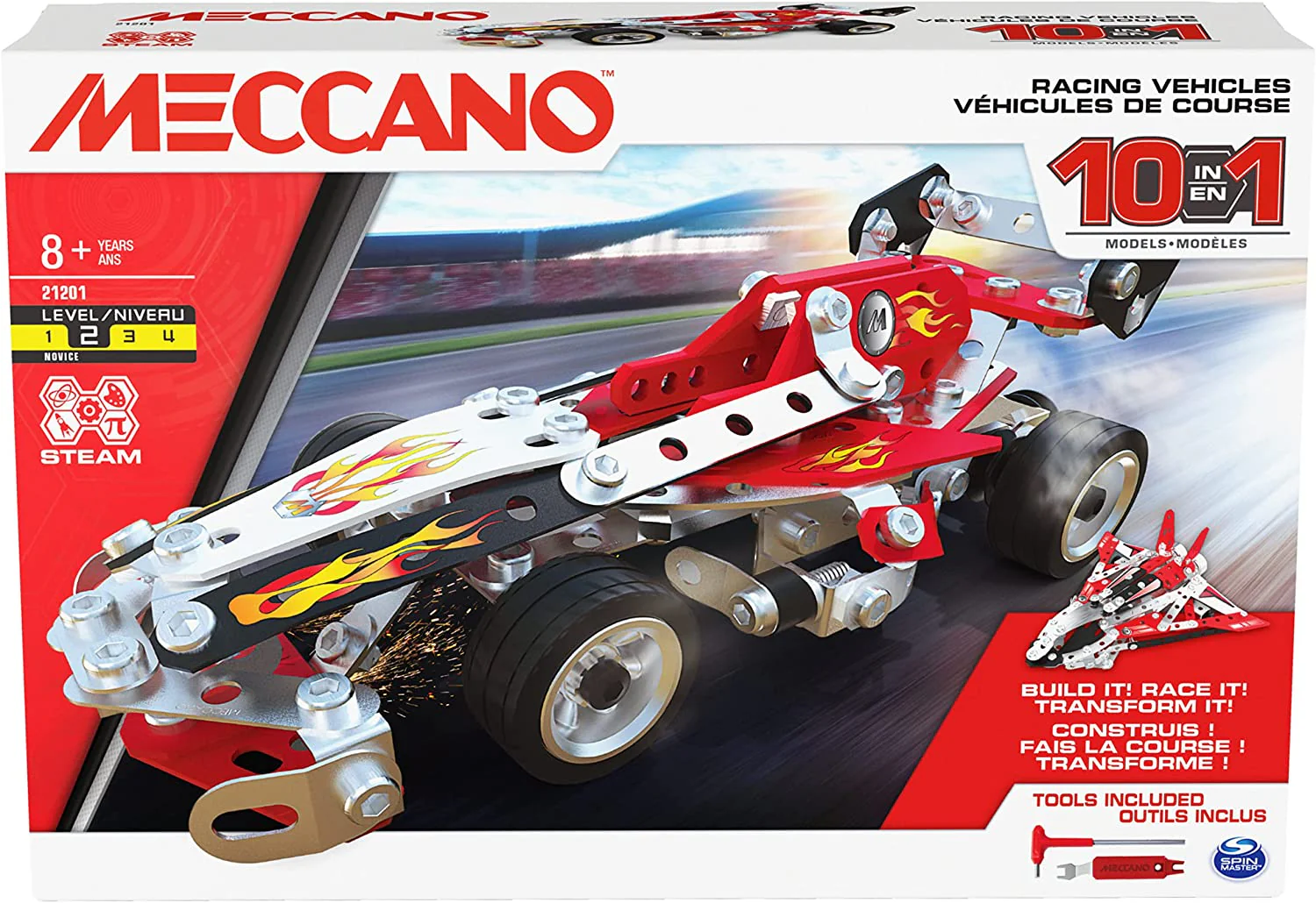 Meccano 10-in-1 Racing Vehicles Building Kit 6060104
