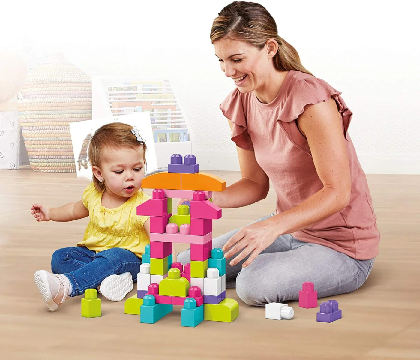 Mega Bloks First Builders Big Building Bag 60-Piece Pink DCH54 - Image 3