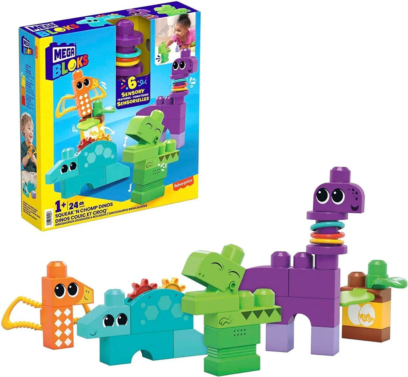 Mega Bloks Sensory Squeak 'N Chomp Dinos HKN43