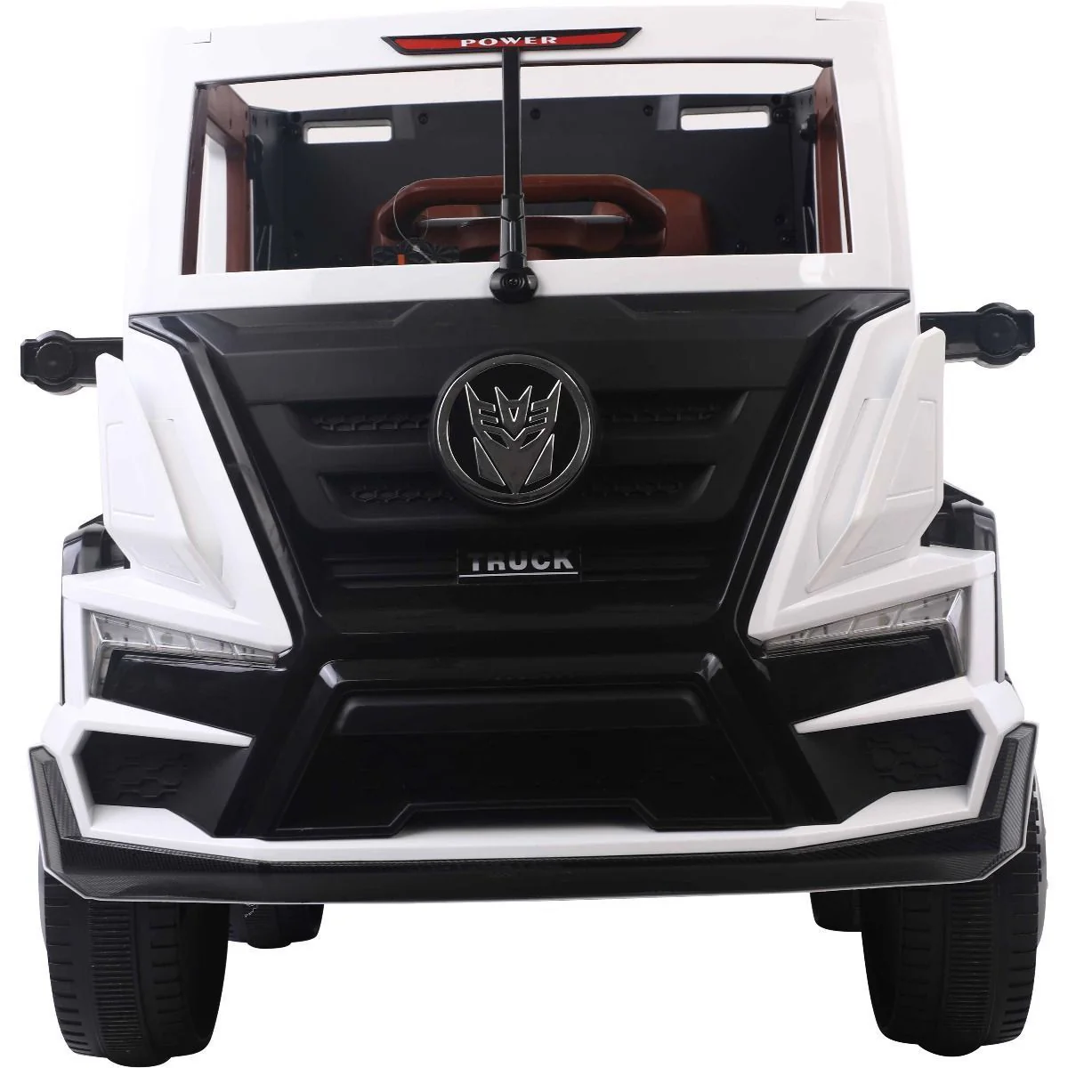 Megastar 12V Clunker Truck With Back Trailer Rubber Tyres & Leather Seats White 2020 - Image 3