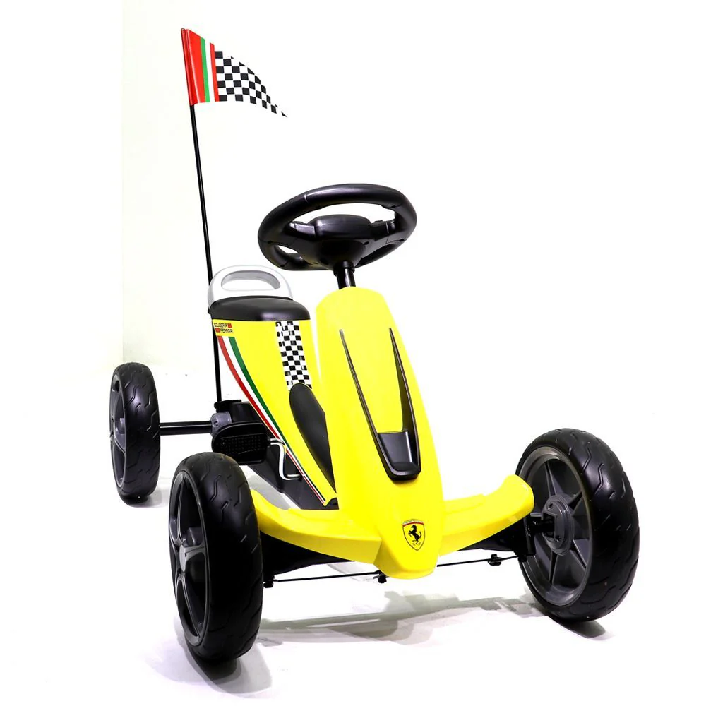 Megastar Licensed Pedal Ferrari Go-Kart Ride-On Car Yellow LB-8931 - Image 4