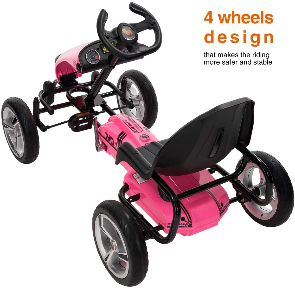 Megastar Ride On Pedal Go Kart Racer Pink DMD308 - Image 3
