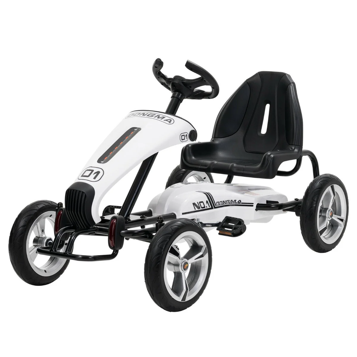 Megastar Ride On Pedal Go Kart Racer White DMD308