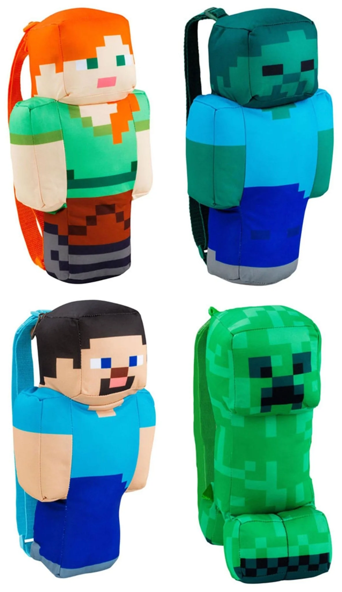 Minecraft Plush Character Backpack 30cm – Assorted Designs (Steve, Alex, Zombie, Creeper) – Soft Travel Bag for Kids Ages 3+