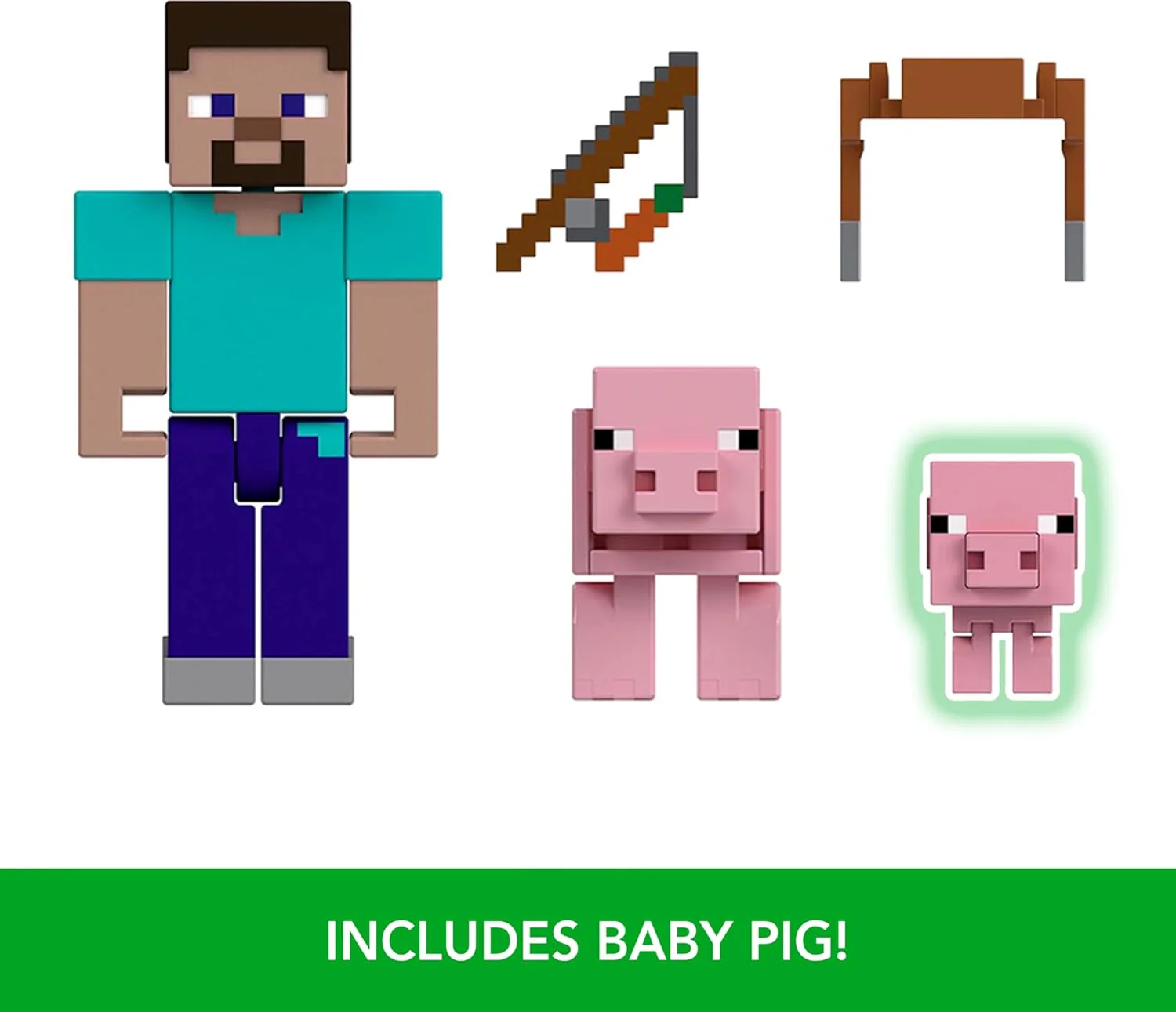 Minecraft Steve & Pigs Action Figure 2-Pack GTT53 - Image 3