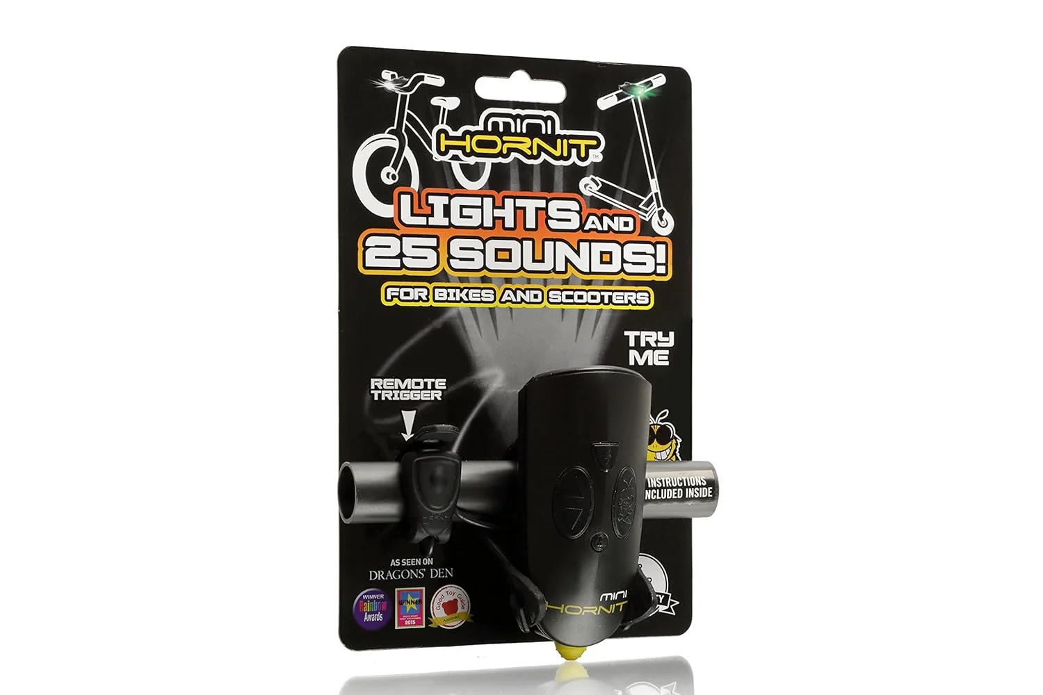Mini Hornit Bike Light & Horn Black and Yellow 7575BLYE