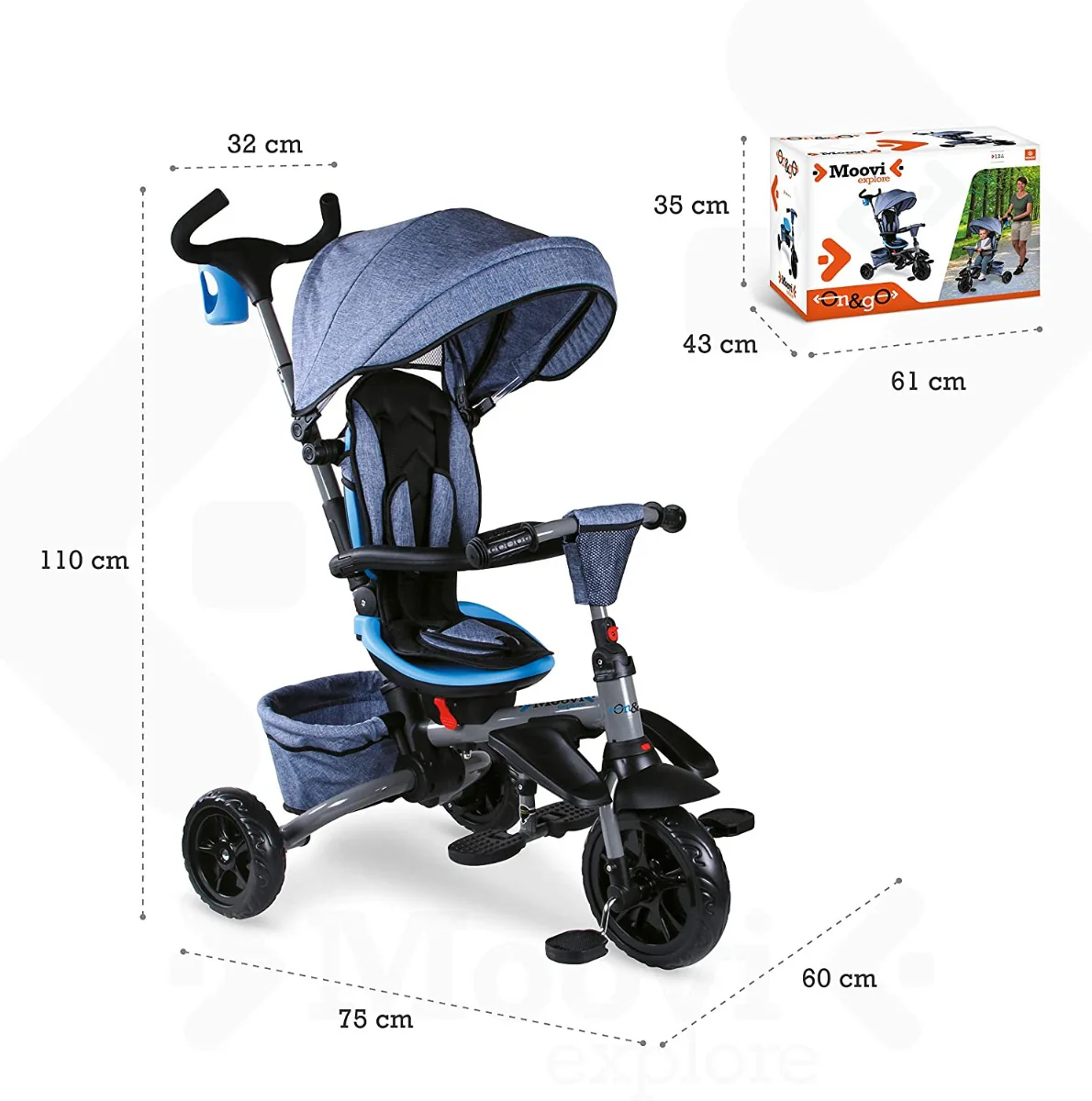 Mondo On & Go Moovi Explore Trike 5n1 Blue 28636 - Image 3