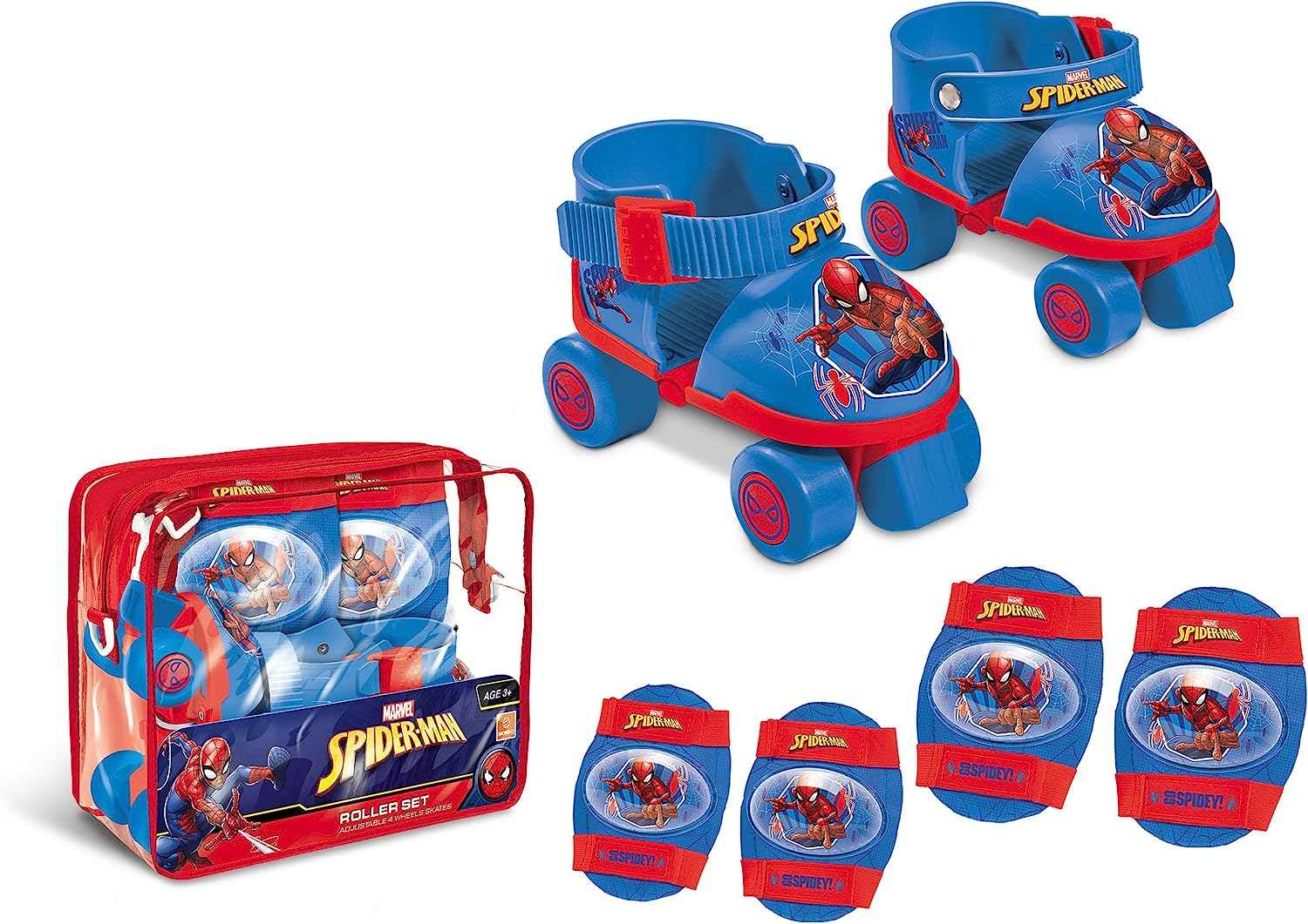 Mondo Spiderman 4W Roller Skates with Protection Set 18390