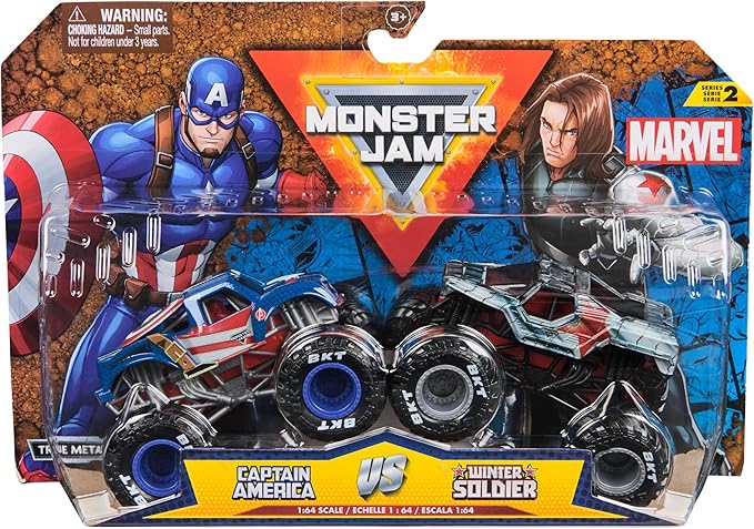 Monster Jam Marvel Vehicles 1:64 Scale 2-Pack Captain America vs Winter Soldier 6071947 - Image 2