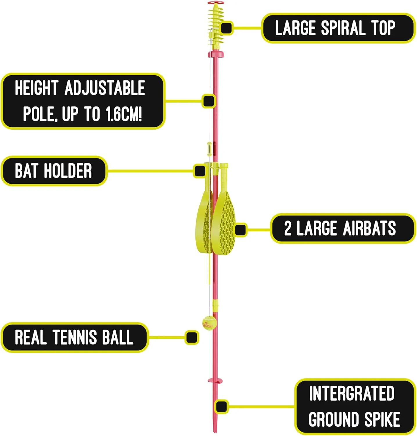 Mookie Swingball Classic With Two Airbats And Real Tennis Ball 1.65m 7282 - Image 3