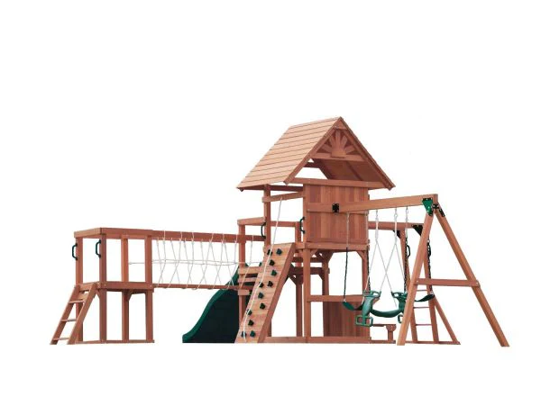 Mount Peak - Double Decker Everest Swing Set & Playhouse with wooden roof MP76143