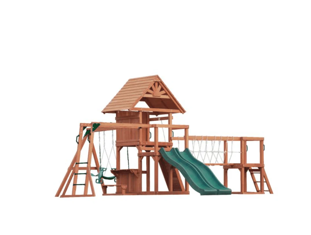 Mount Peak - Double Decker Everest Swing Set & Playhouse with wooden roof MP76143 - Image 2