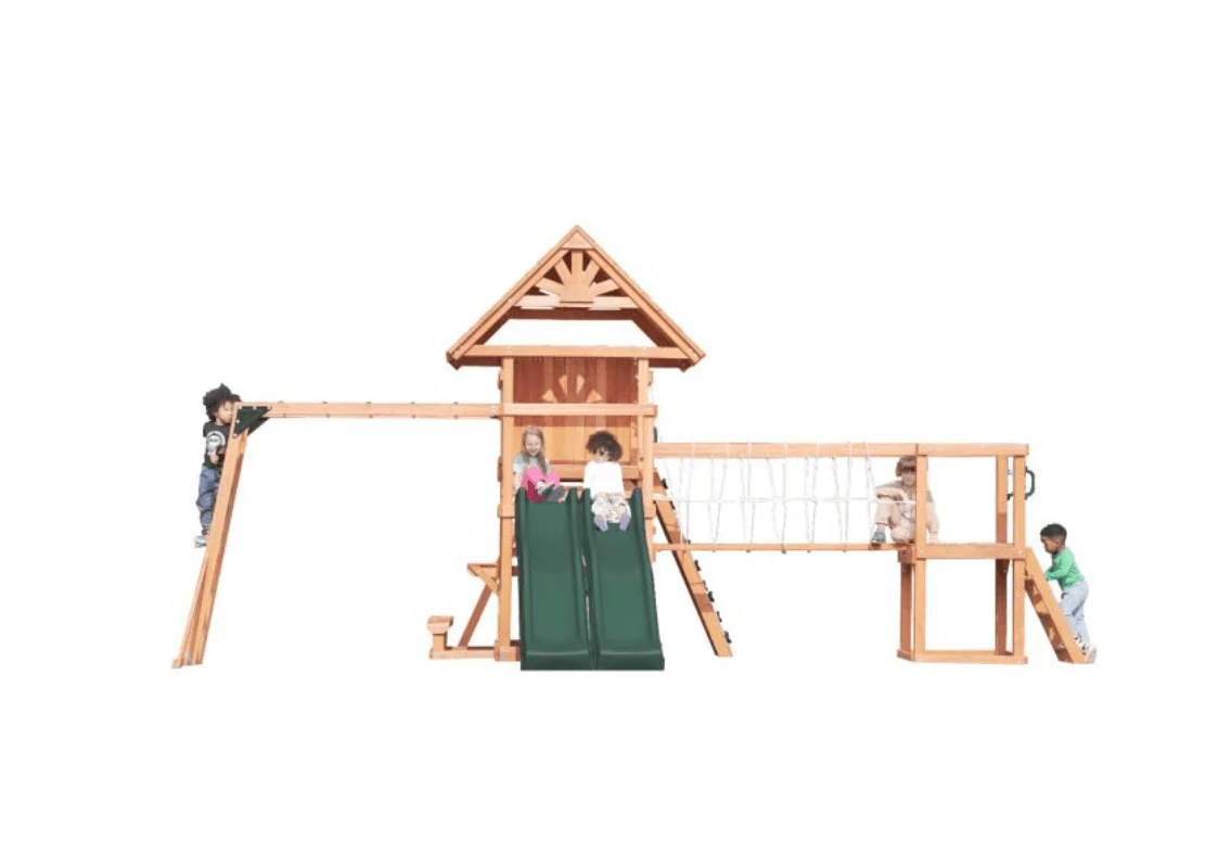 Mount Peak - Double Decker Everest Swing Set & Playhouse with wooden roof MP76143 - Image 3