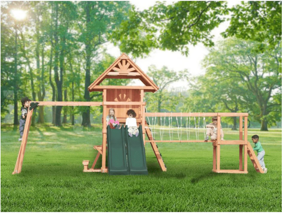 Mount Peak - Double Decker Everest Swing Set & Playhouse with wooden roof MP76143 - Image 5