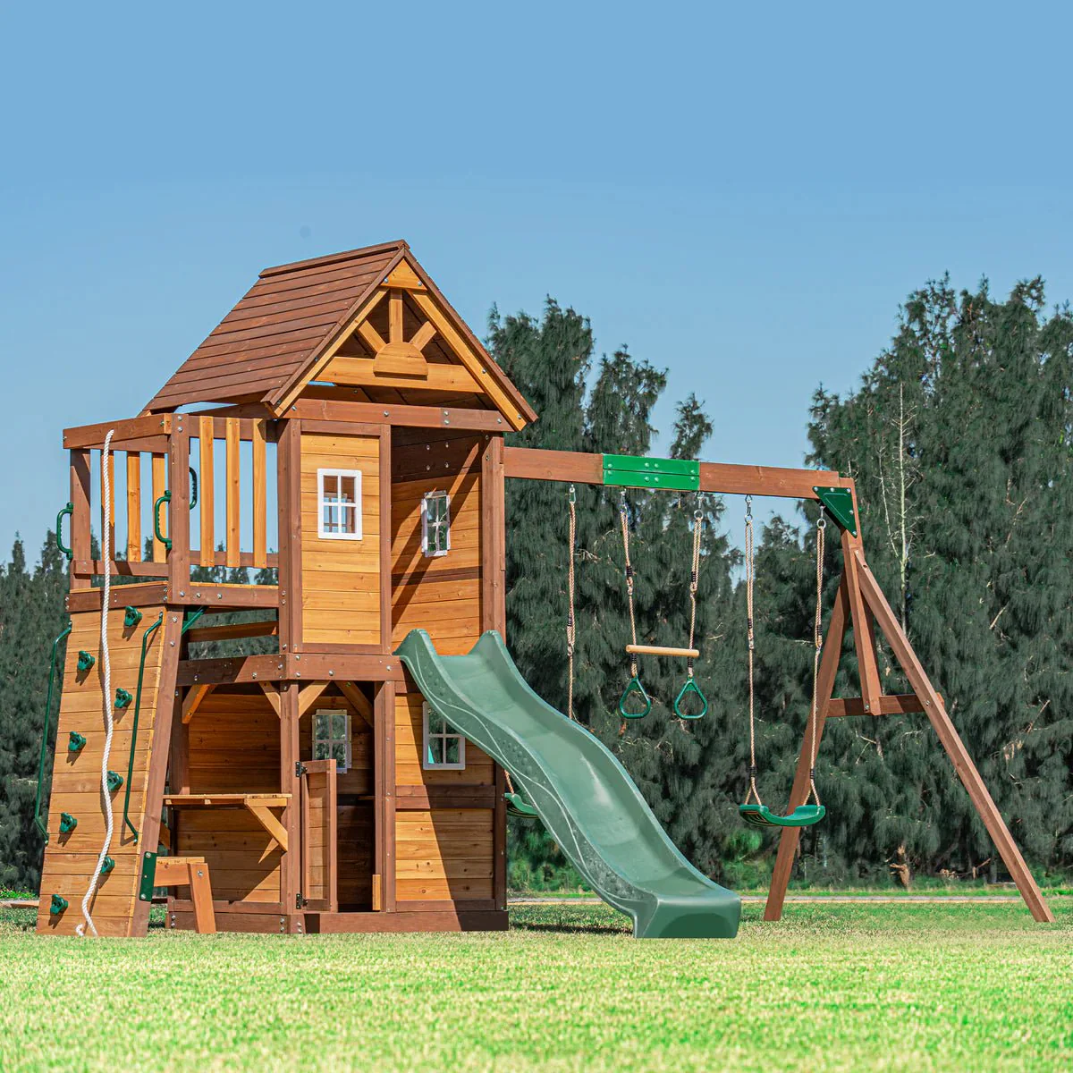 Mount Peak -Kazbek Swing Set & 2 level Play House with wooden roof MP76145 - Image 2