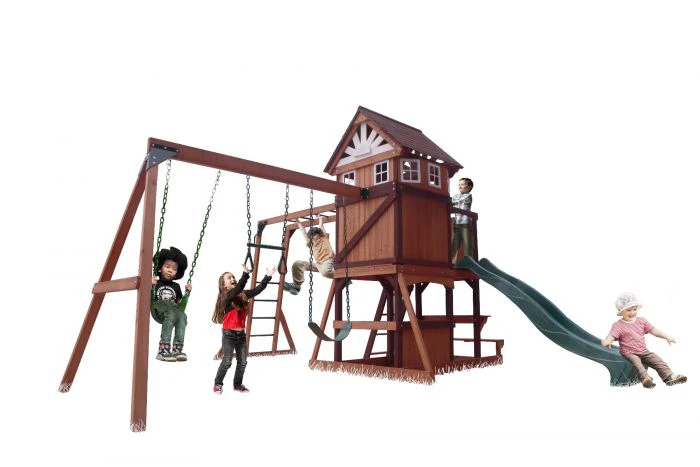 Mount Peak - Vinson Massif Swing Set & Playhouse with wooden roof MP76140 - Image 3