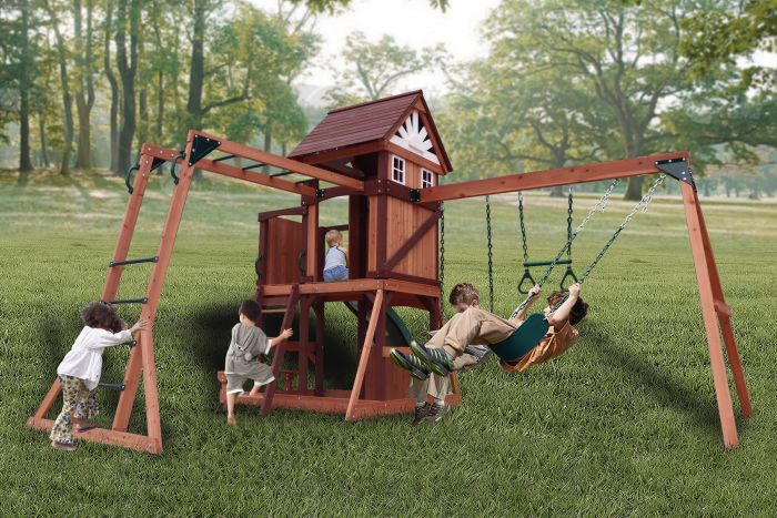 Mount Peak - Vinson Massif Swing Set & Playhouse with wooden roof MP76140 - Image 4