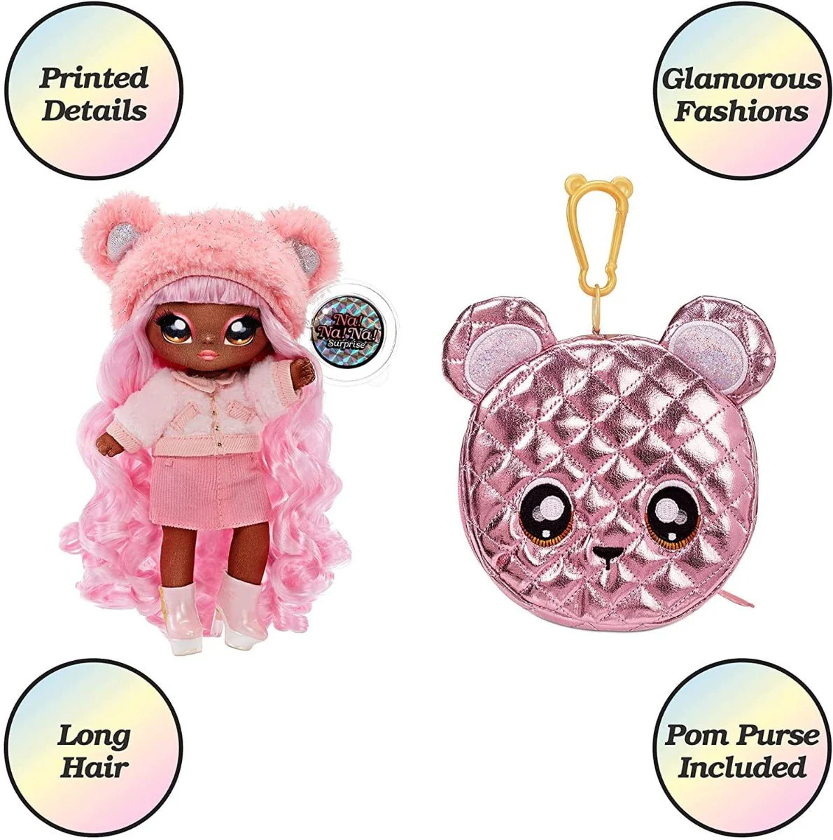 Na! Na! Na! Surprise 2-in-1 Pom Glam Cali Grizzly with Metallic Purse MGA-575139 - Image 3
