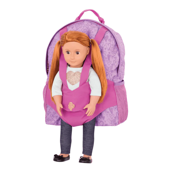 Our Generation Doll Hop On Carrier Backpack – Purple Hearts (BD37418Z) - Image 2