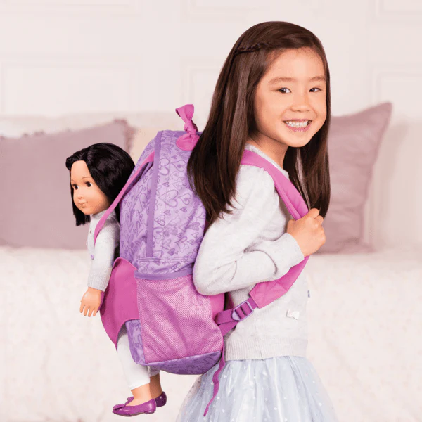 Our Generation Doll Hop On Carrier Backpack – Purple Hearts (BD37418Z) - Image 3