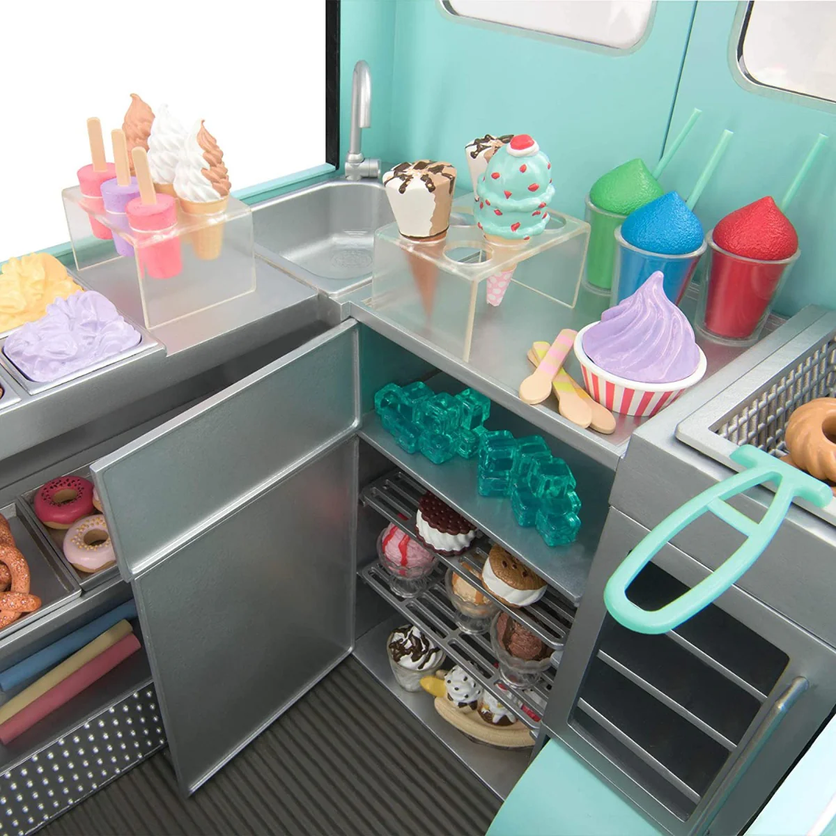 Our Generation Sweet Stop Ice Cream Truck with Electronics for 18-inch Dolls Light Blue - Image 5