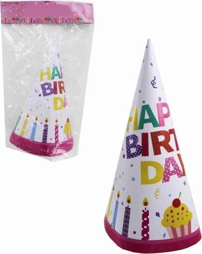 Paper Hats Happy Birthday 12-Inch 6-Pcs 0830036 - Image 2