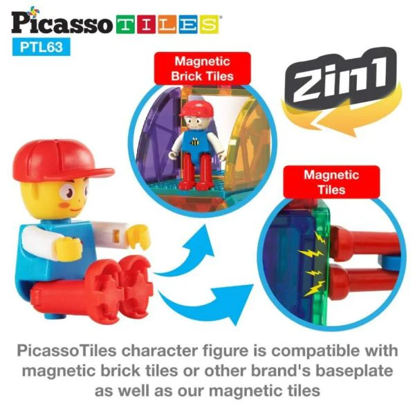 Picasso Magnetic Bricks & Tiles 63-Pcs PTL63 - Image 4