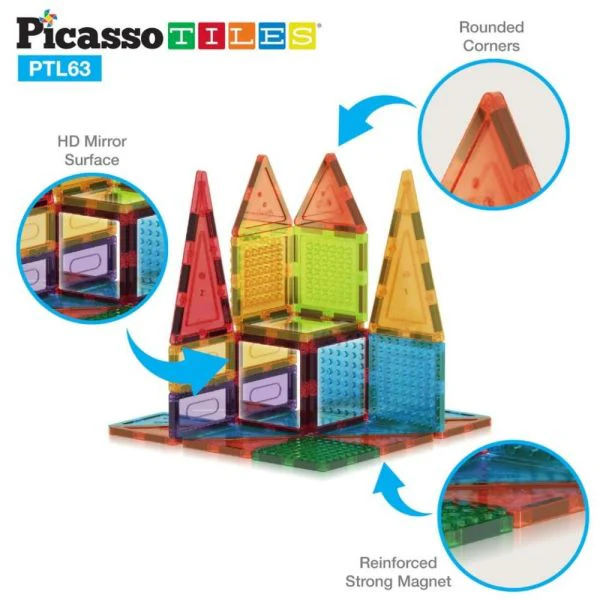 Picasso Magnetic Bricks & Tiles 63-Pcs PTL63 - Image 5