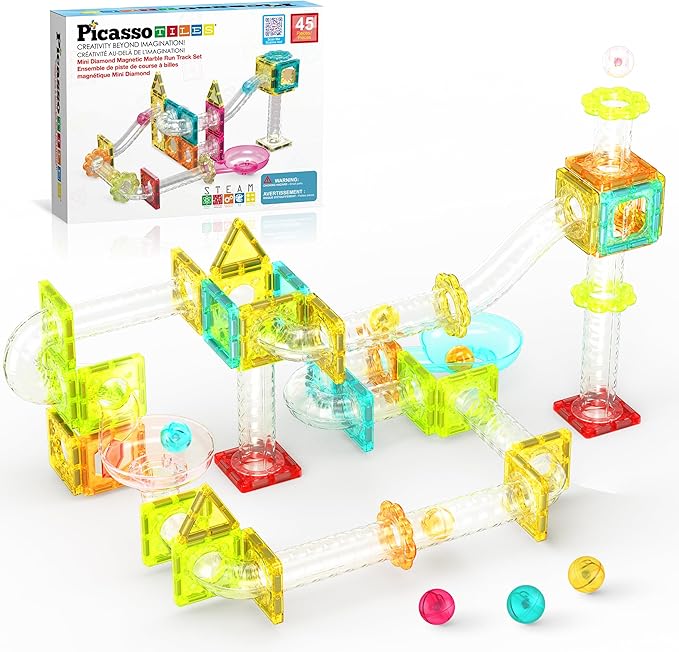 Picasso Magnetic Building Blocks Mini Diamond Series-Run Track 45-Pcs PTMG45