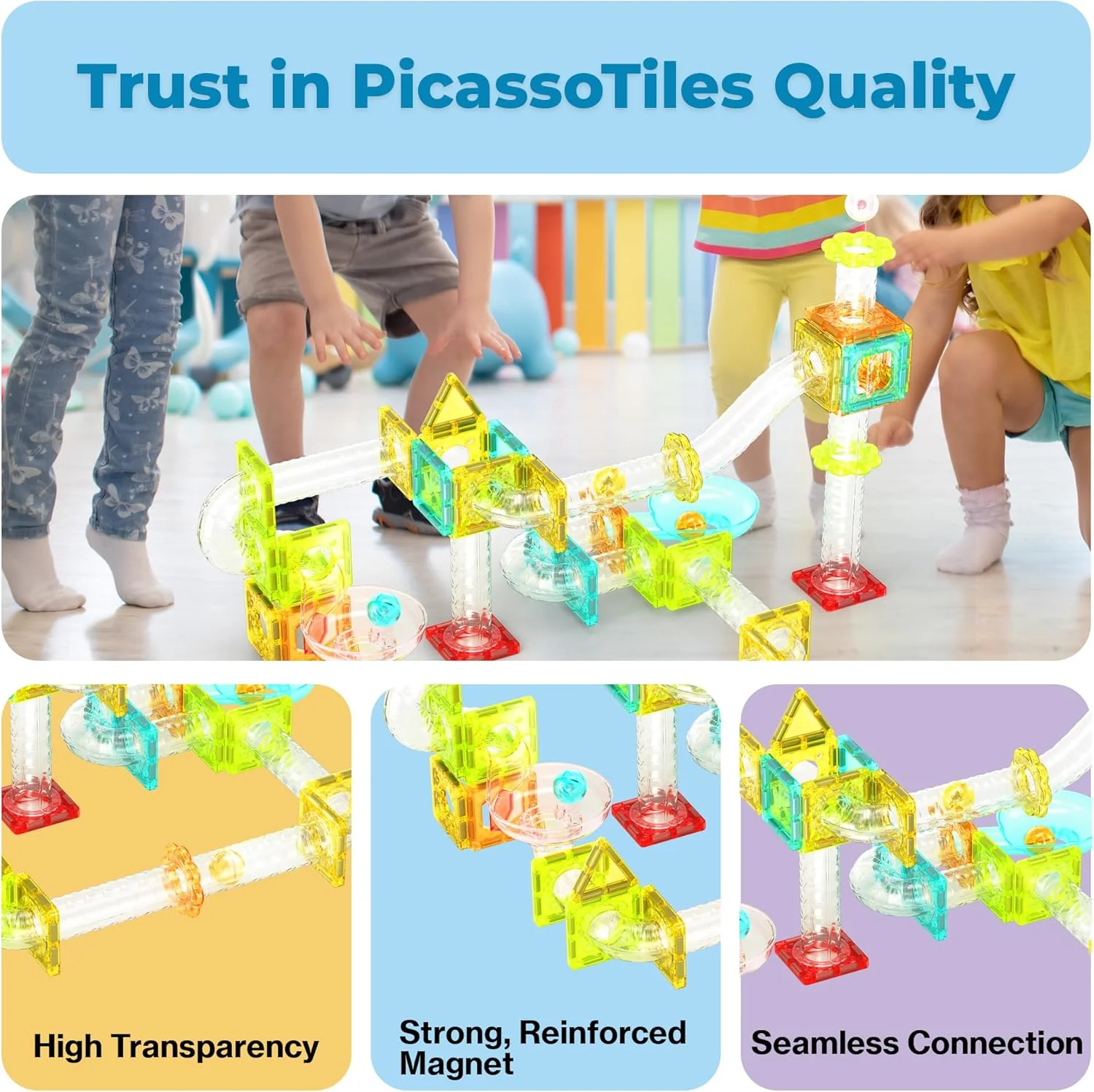 Picasso Magnetic Building Blocks Mini Diamond Series-Run Track 45-Pcs PTMG45 - Image 3