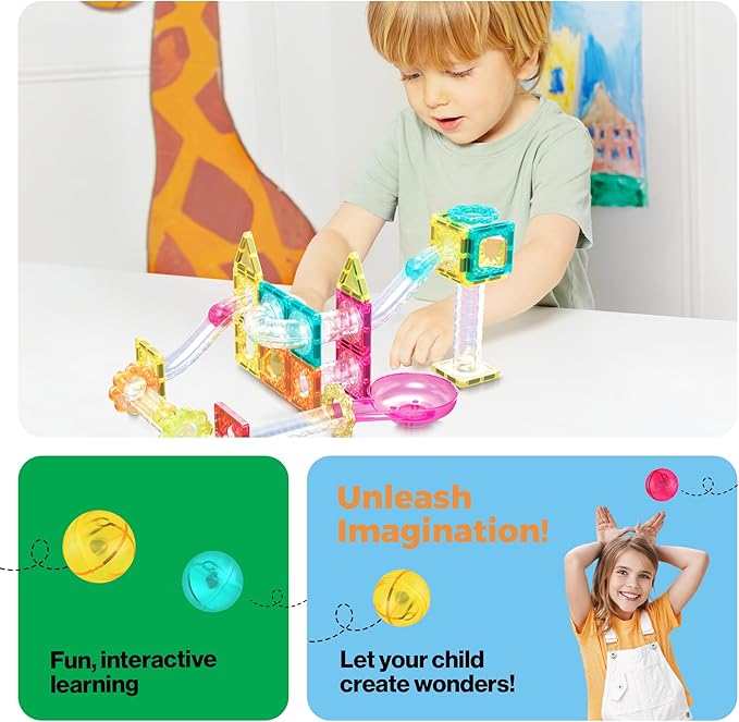 Picasso Magnetic Building Blocks Mini Diamond Series-Run Track 45-Pcs PTMG45 - Image 5