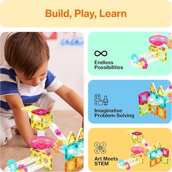 Picasso Magnetic Building Blocks Mini Diamond Series-Run Track 45-Pcs PTMG45 - Image 6