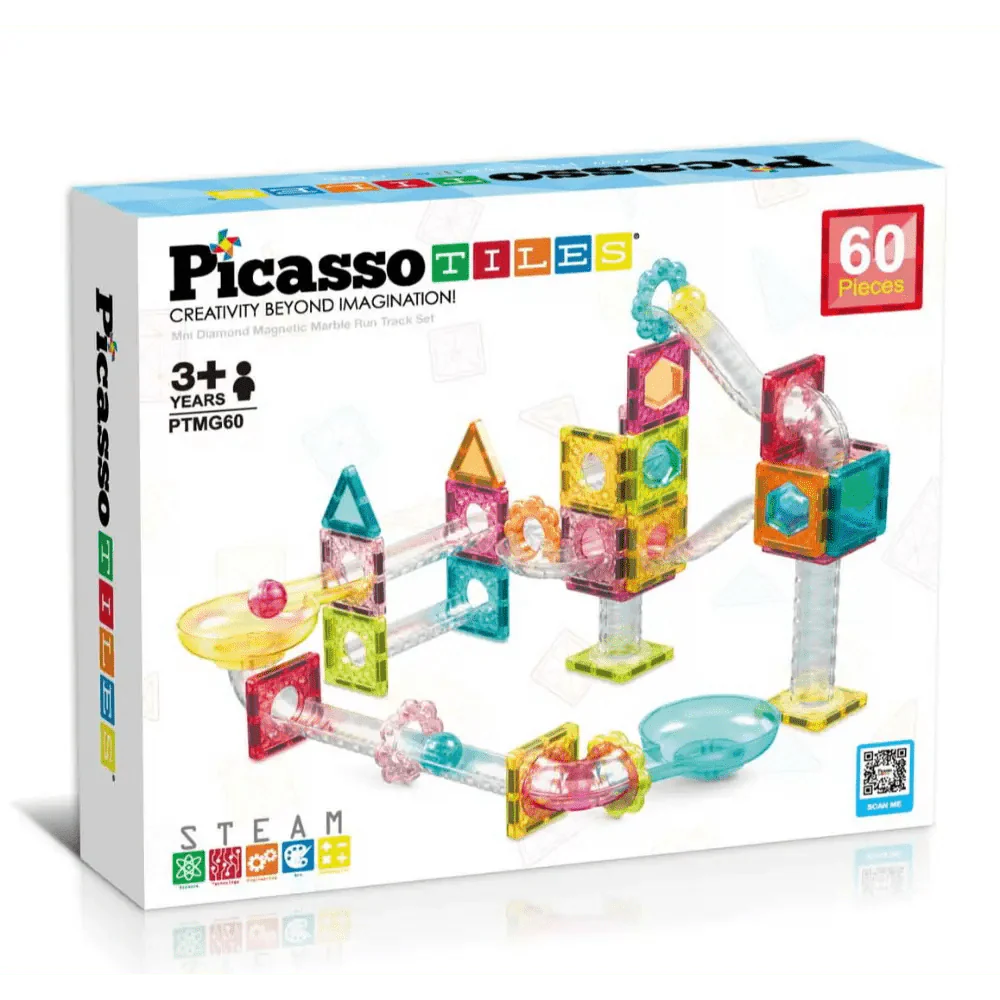 Picasso Magnetic Building Blocks Mini Diamond Series-Run Track 60-Pcs PTMG60