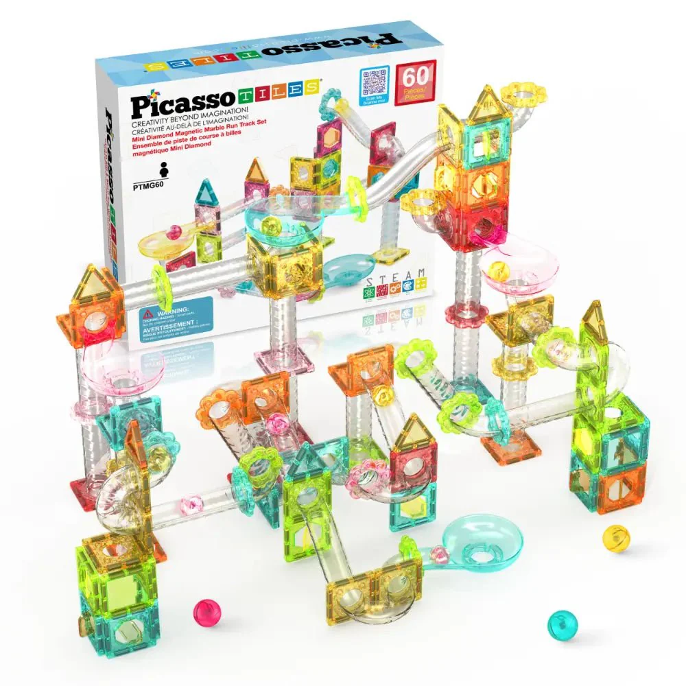 Picasso Magnetic Building Blocks Mini Diamond Series-Run Track 60-Pcs PTMG60 - Image 2