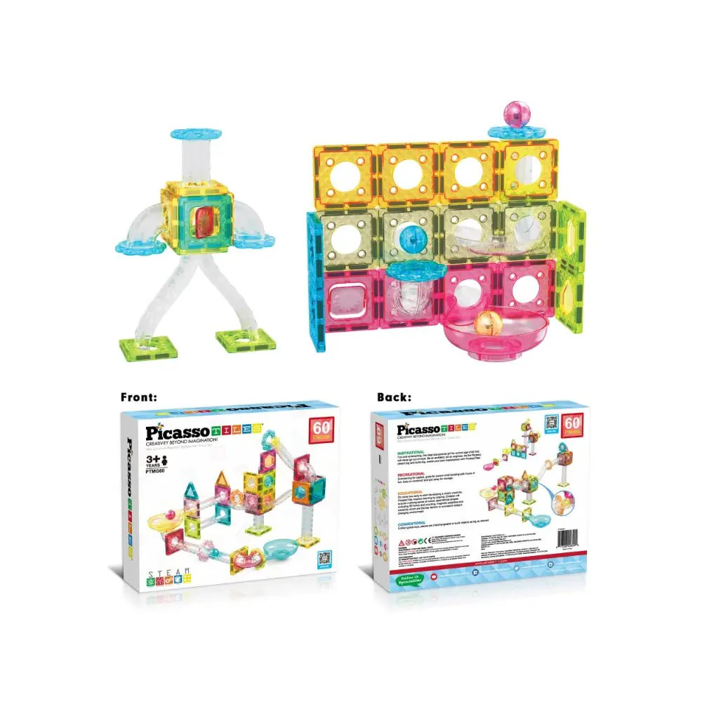 Picasso Magnetic Building Blocks Mini Diamond Series-Run Track 60-Pcs PTMG60 - Image 5
