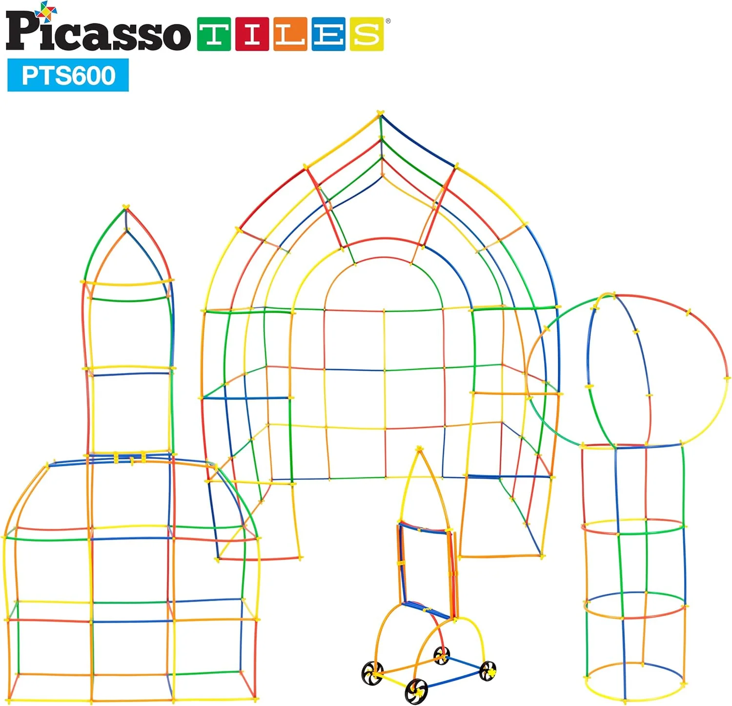 PicassoTiles 600-Piece Magnetic Straw Construction Set – STEM Learning Building Kit (PTS600) - Image 4