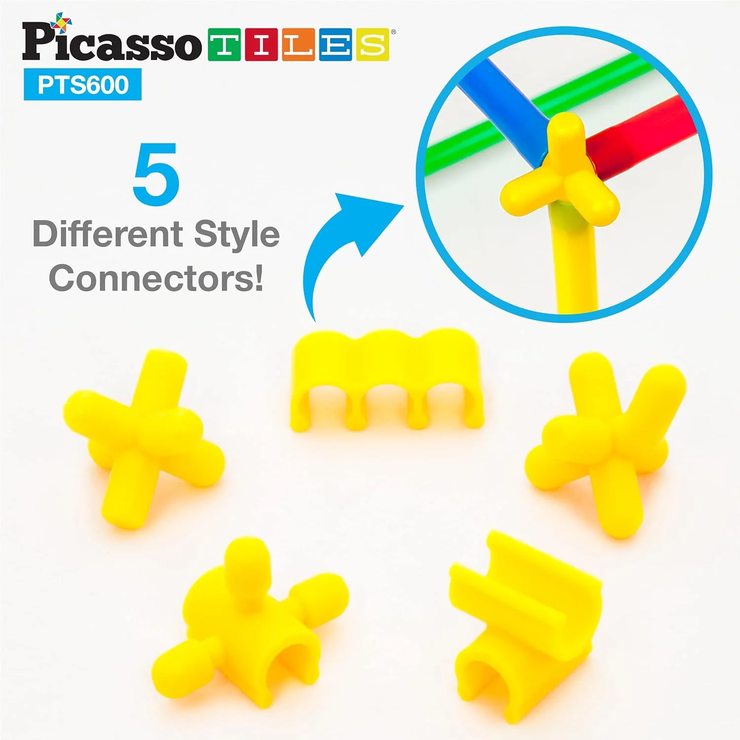 PicassoTiles 600-Piece Magnetic Straw Construction Set – STEM Learning Building Kit (PTS600) - Image 6
