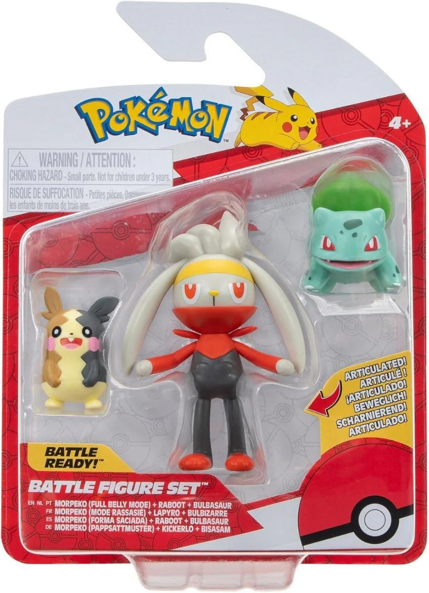 Pokemon Battle Figure 3 Pack Set - Morpeko + Raboot + Bulbasaur PKW3055/95155 - Image 3