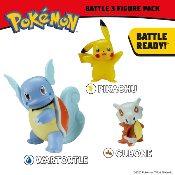 Pokemon Cubone Pikachu and Wartortle Battle Figure 3 Pack PKW0046 - Image 3