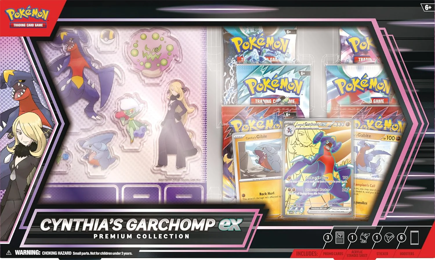 Pokémon TCG: Cynthia’s Garchomp ex Premium Collection – 6 Booster Packs, Promo Cards & Display Accessories - Image 3