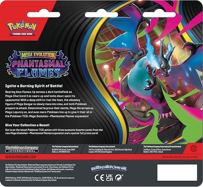 Pokemon TCG ME02-Phantasmal Flames 3-Pack Blister 10-10187-122 - Image 2