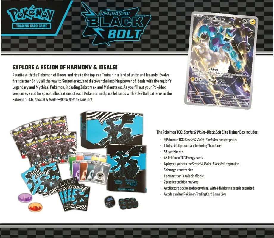 Pokemon TCG Scarlet & Violet 10.5 Black Bolt Elite Trainer Box Zekrom 10-10037-112 - Image 3