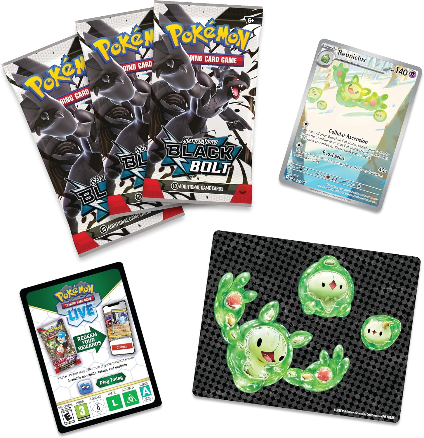 Pokémon TCG: Scarlet & Violet Black Bolt – Reuniclus Tech Sticker Collection with Foil Promo Card, Sticker Sheet & 3 Booster Packs - Image 2