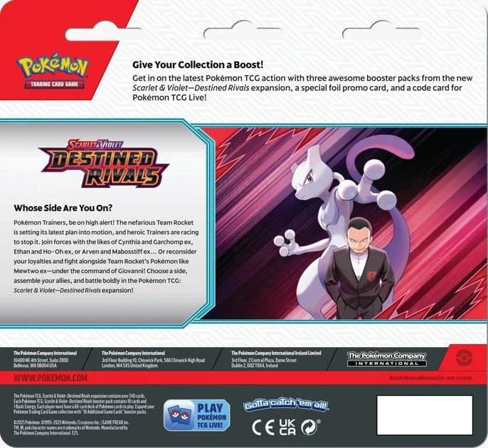 Pokemon TCG Scarlet & Violet Destined Rivals 3-Pack Blister 100-10633 - Image 3